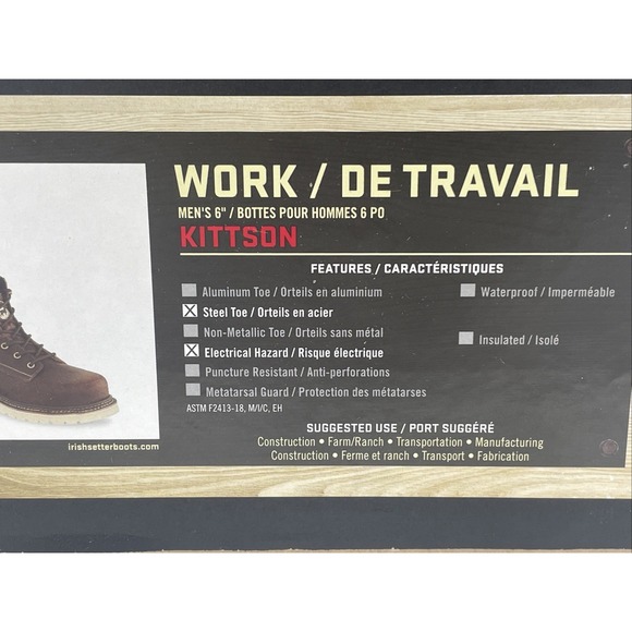 Irish Setter Red Wing Kittson Steel Toe Work Boots Brown Leather Mens‎ Size 14 D